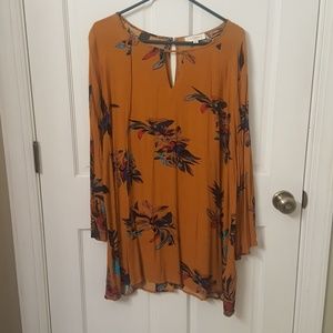 Beautiful mustard tunic dress with bell sleeves